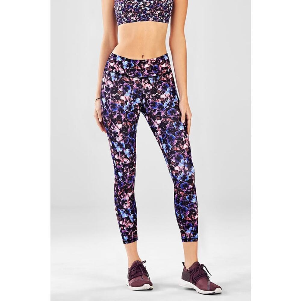 Fabletics Mid-Rise Printed Pureluxe Floral Capri Medium Viola